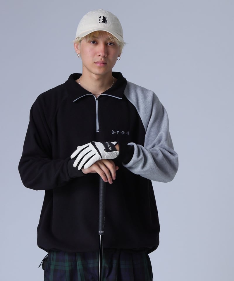 【ANTIQUAGOLF×STCH】check logo pullover ANTIQUAGOLF×STCH】Color Block Fleece Pullover-b