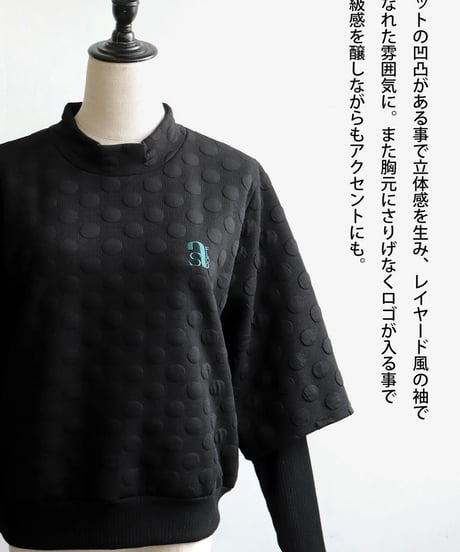 【ANTIQUAGOLF×STCH】dot layered tops-black