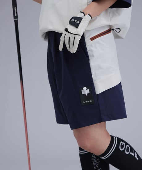 【 ANTIQUAGOLF×STCH 】contrast half pants-offwhite×navy
