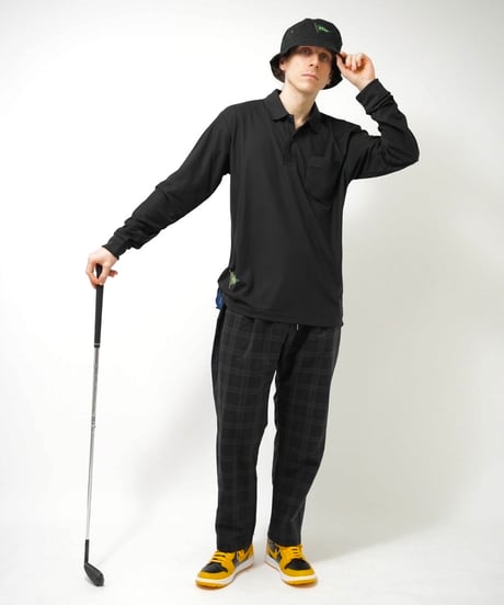 STCH ORIGINAL【Flag logo polo L/S-black】