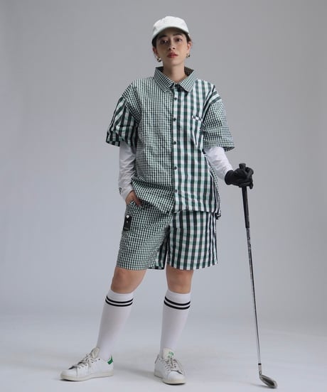 【ANTIQUAGOLF×STCH】UNISEX(ユニセックス)check half pants-green