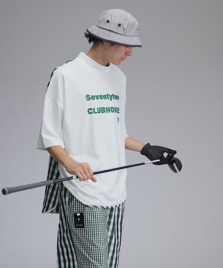 【ANTIQUAGOLF×STCH】UNISEX(ユニセックス)check pattern switching tops-white