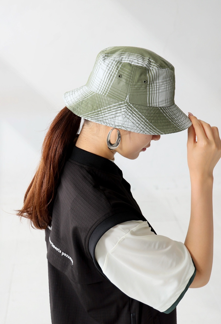 STCH ブルー セットアップ バケットハット付き ANTIQUAGOLF×STCH】UNISEX(ユニセックス) check bucket h