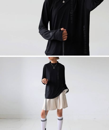 【ANTIQUAGOLF×STCH】UNISEX（ユニセックス）high twisted yarn mock neck-black