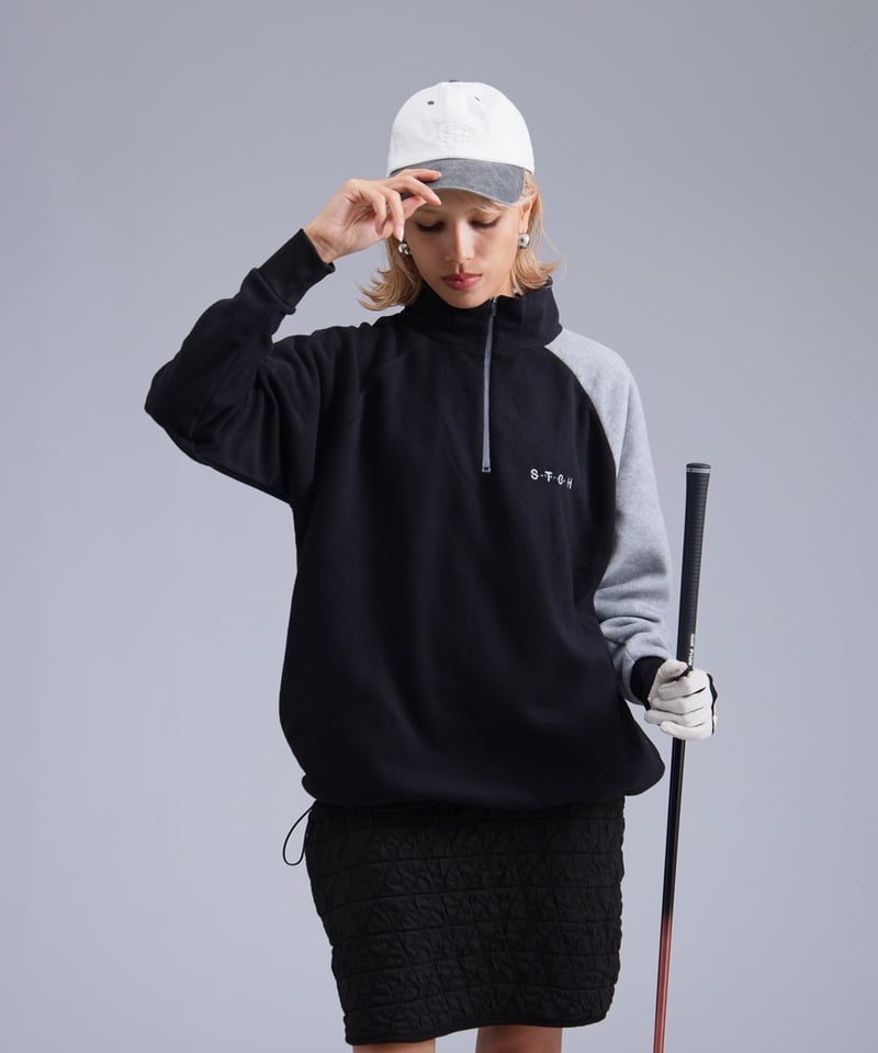 【ANTIQUAGOLF×STCH】check logo pullover ANTIQUAGOLF×STCH】Color Block Fleece Pullover-b