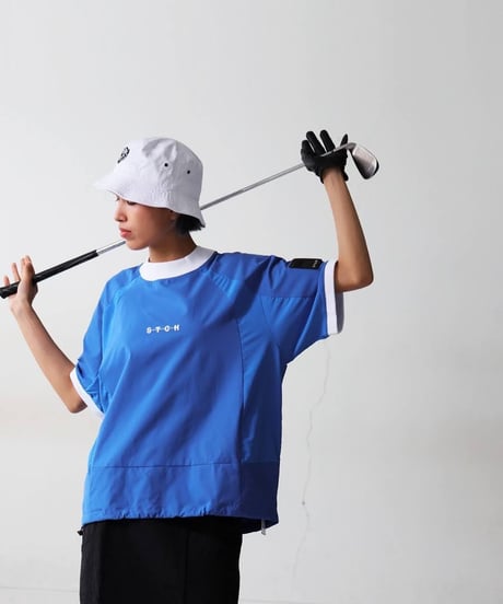 【ANTIQUAGOLF×STCH】UNISEX（ユニセックス）ribbed coler tops-blue