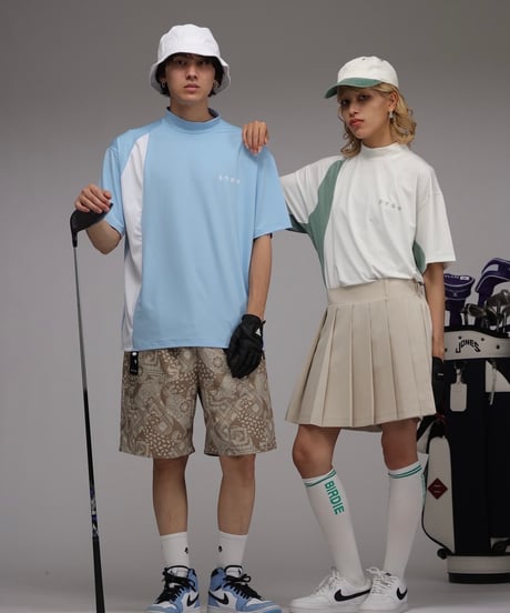 【 ANTIQUAGOLF×STCH 】Asymmetry Logo Tops-light blue