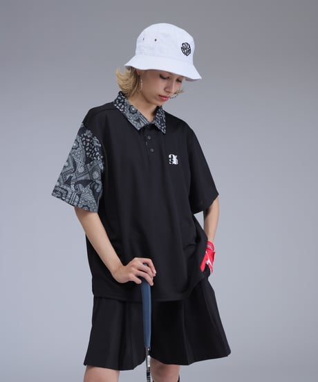【 ANTIQUAGOLF×STCH 】paisley pattern polo-black