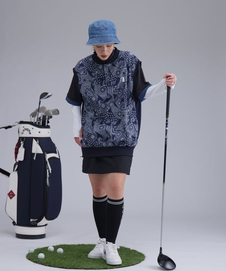 【 ANTIQUAGOLF×STCH 】paisley pattern vest-NAVY