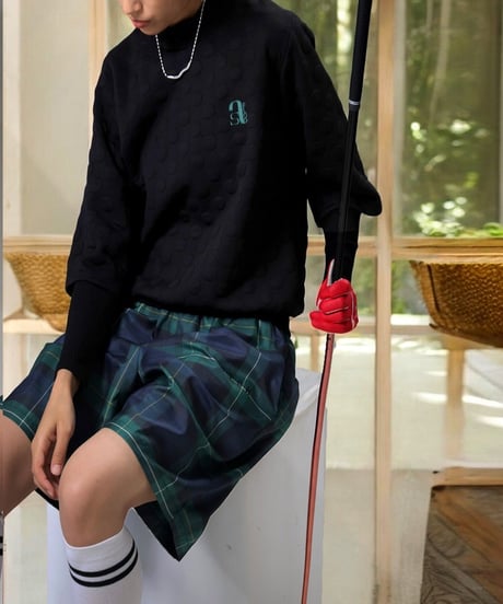 【ANTIQUAGOLF×STCH】dot layered tops-black