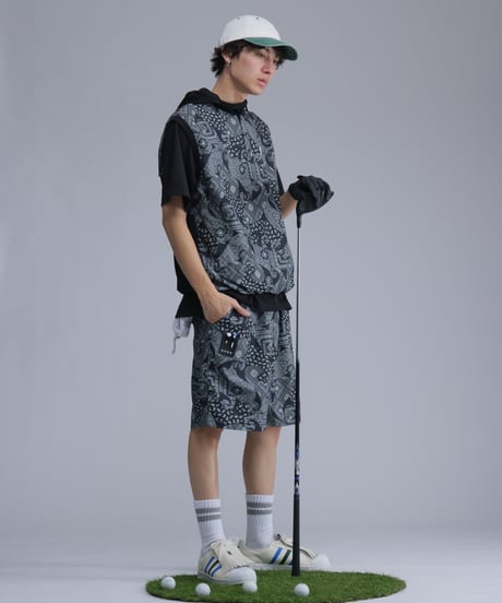 【 ANTIQUAGOLF×STCH 】paisley half pants-black