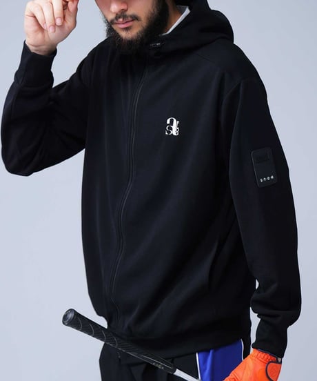 【ANTIQUAGOLF×STCH】UNISEX(ユニセックス)zip hoodie-black