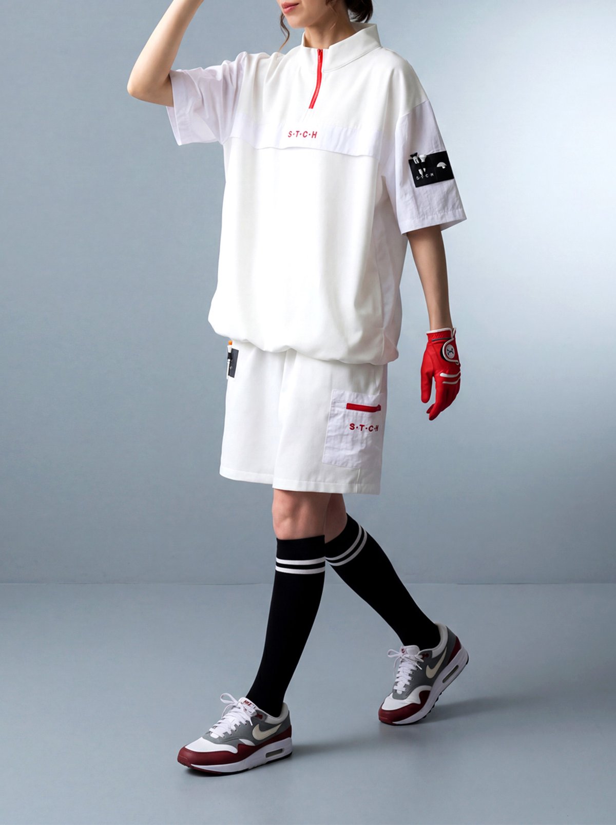 ANTIQUA GOLF×STCH】Half-Zip pullover-White | 【公