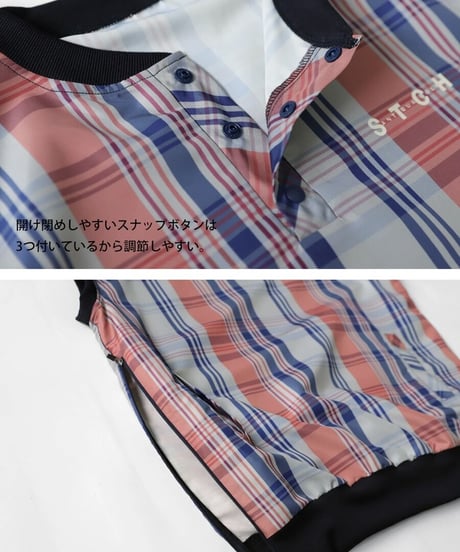 【ANTIQUAGOLF×STCH】UNISEX（ユニセックス）check logo vest-red