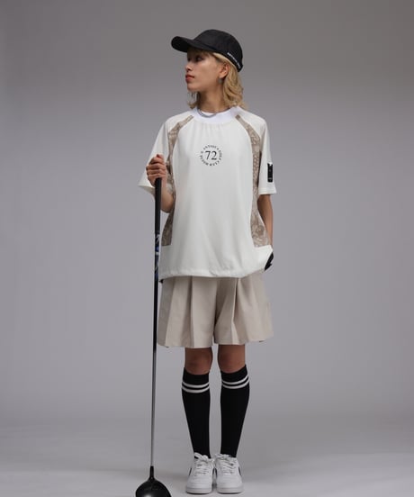 【ANTIQUAGOLF×STCH】LADIES（レディース）A-line half pants beige