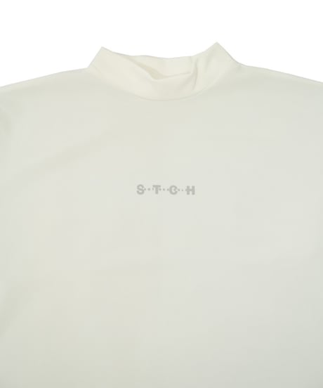 【ANTIQUAGOLF×STCH】UNISEX（ユニセックス）mock neck back logo Tshirt-white×lightgray