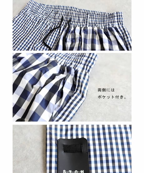 【ANTIQUAGOLF×STCH】UNISEX(ユニセックス)check half pants-navy