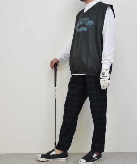 STCH 【college logo nylon vest- charcoal gray】