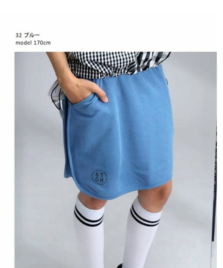 【 ANTIQUAGOLF×STCH 】coloorblock logo skirt-blue