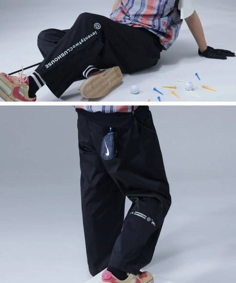【ANTIQUAGOLF×STCH】UNISEX（ユニセックス）logo pants-black