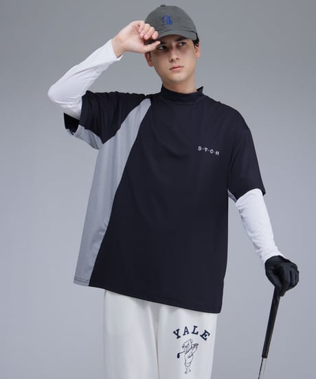 【 ANTIQUAGOLF×STCH 】Asymmetry Logo Tops-black