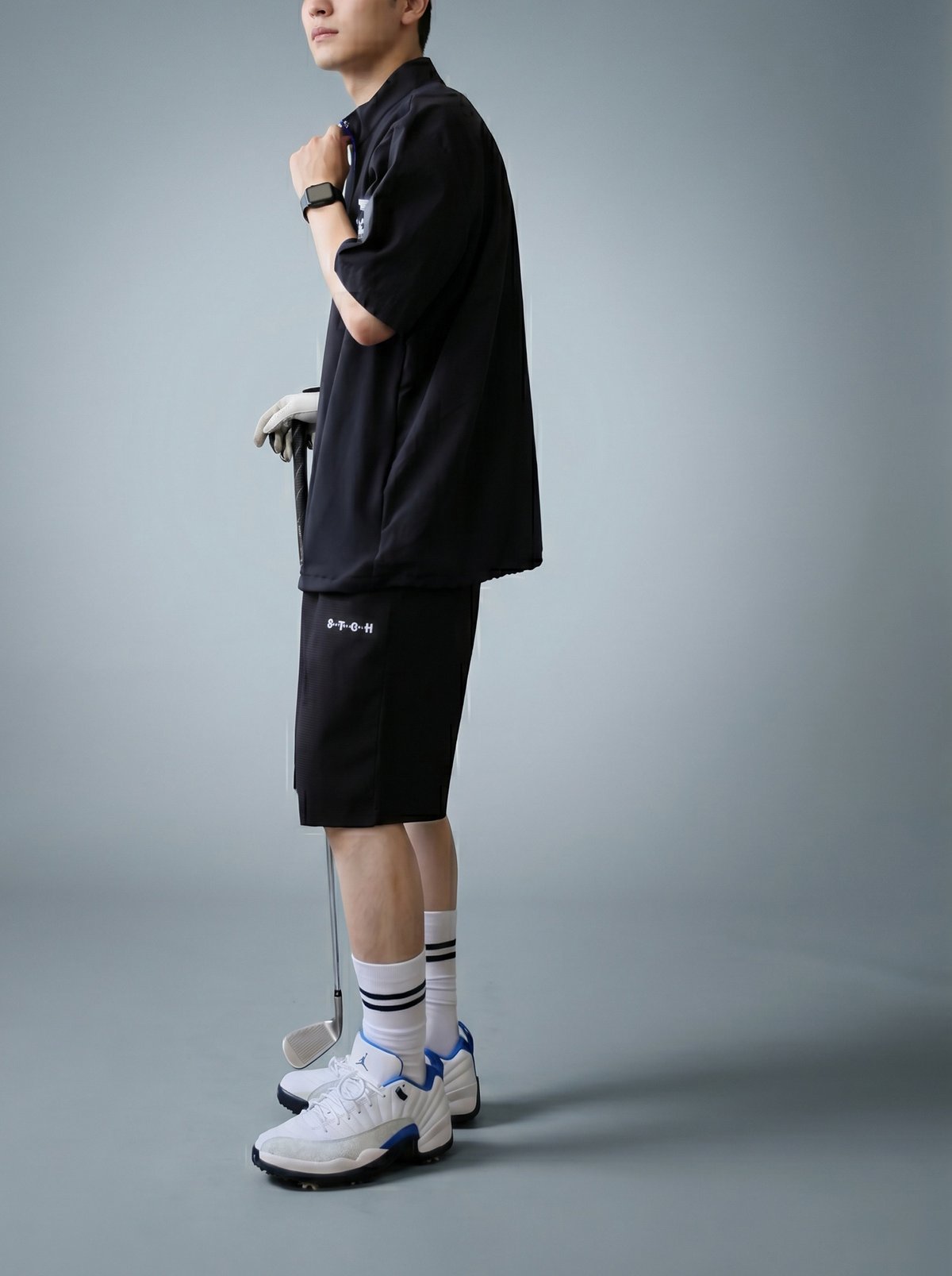ANTIQUA GOLF×STCH】Seersucker HalfPants-black |