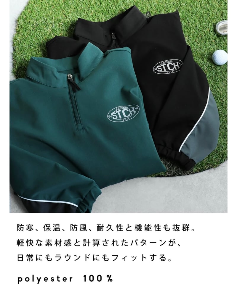 ANTIQUAGOLF×STCH】 Half Zip LOGO Tops-black | 【
