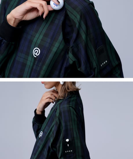 【ANTIQUAGOLF×STCH】UNISEX（ユニセックス）check logo pullover-blackwatch