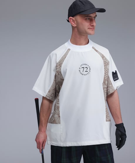 【ANTIQUAGOLF×STCH】UNISEX(ユニセックス)paisley×logo tops-white