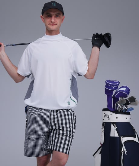 【ANTIQUAGOLF×STCH】UNISEX(ユニセックス)check half pants-black