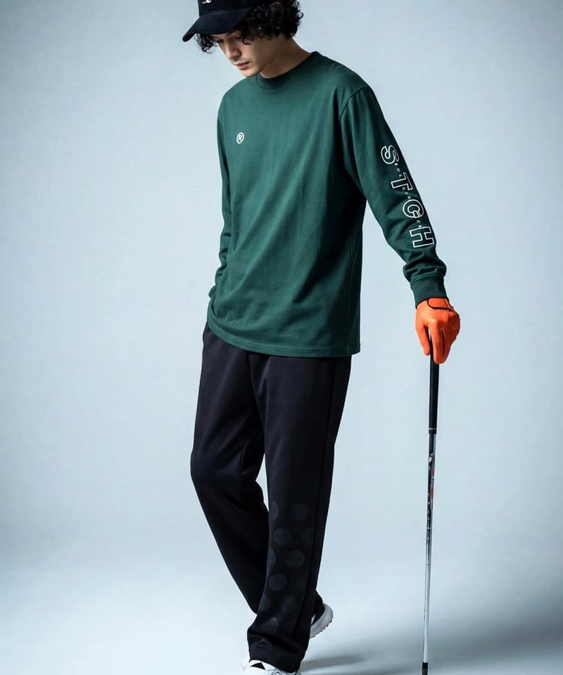 ANTIQUA GOLF×STCH】UNISEX（ユニセックス） ロゴ モックネックT-bl