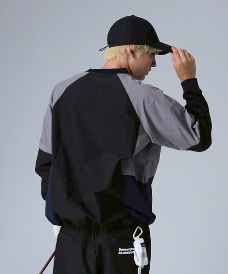 【ANTIQUAGOLF×STCH】Color Block Pullover-black