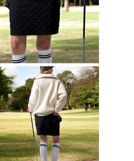 【ANTIQUAGOLF×STCH】dot mini skirt-black