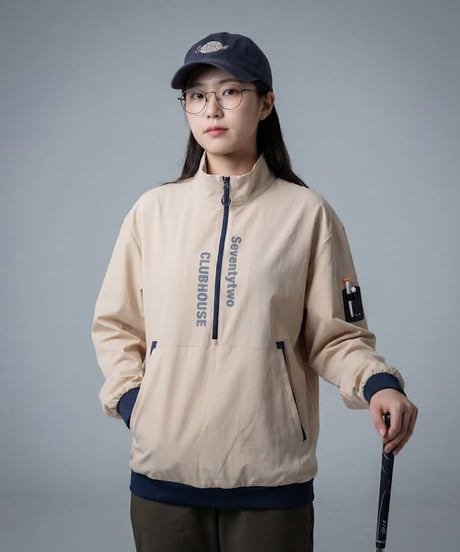 【ANTIQUA GOLF × STCH】Logo Half-Zip-beige