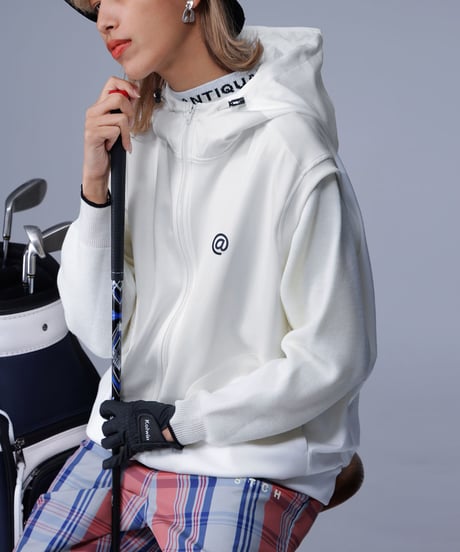 【ANTIQUAGOLF×STCH】UNISEX（ユニセックス）hoody logo vest-white