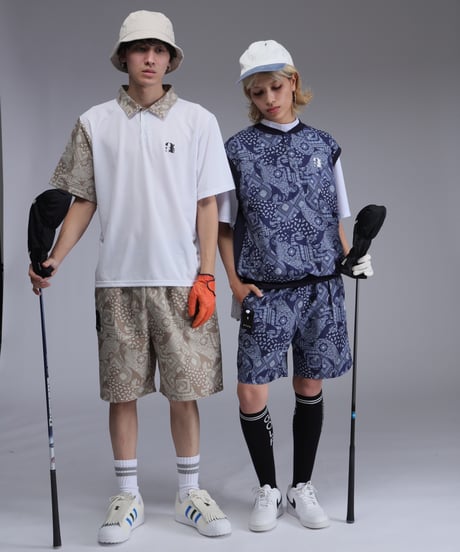【 ANTIQUAGOLF×STCH 】paisley pattern polo-beige