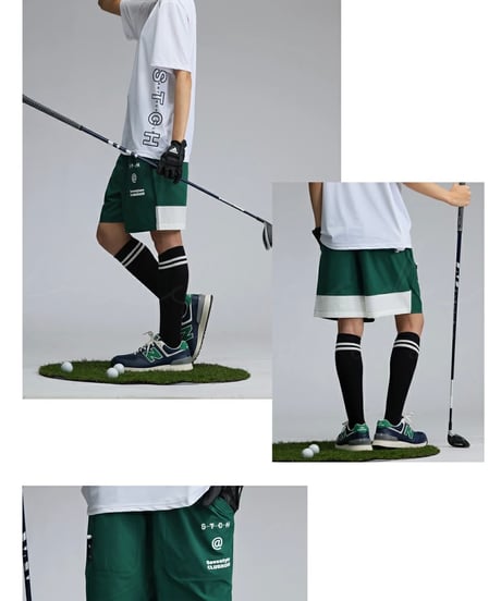 【ANTIQUAGOLF×STCH】UNISEX(ユニセックス)logo halfpants-green