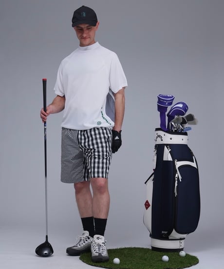 【ANTIQUAGOLF×STCH】UNISEX(ユニセックス)check half pants-black
