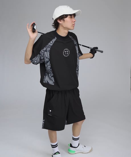【ANTIQUAGOLF×STCH】UNISEX(ユニセックス)paisley switching halfpants-black
