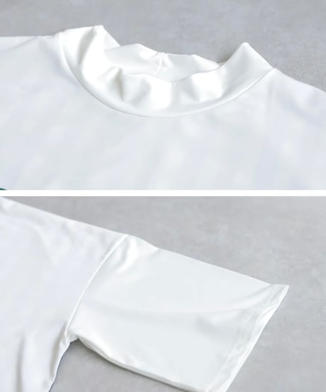 【ANTIQUAGOLF×STCH】UNISEX(ユニセックス)check pattern switching tops-white