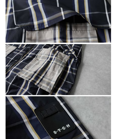 【ANTIQUAGOLF×STCH】 Check Logo Tops-navy