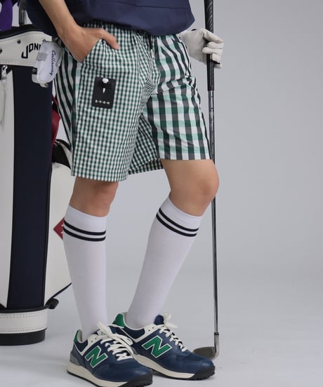 【ANTIQUAGOLF×STCH】UNISEX(ユニセックス)check half pants-green