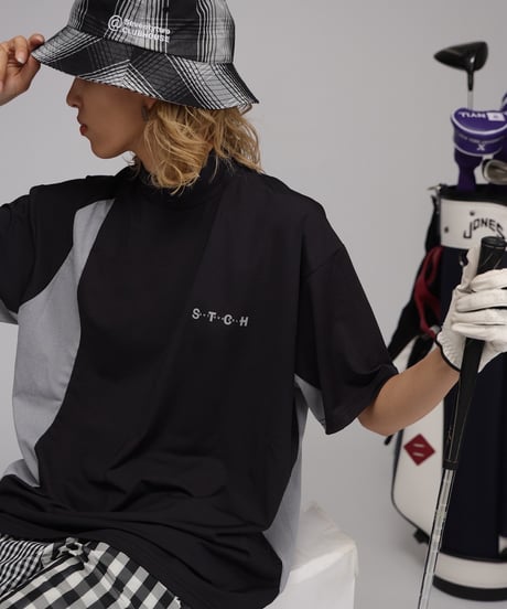 【 ANTIQUAGOLF×STCH 】Asymmetry Logo Tops-black