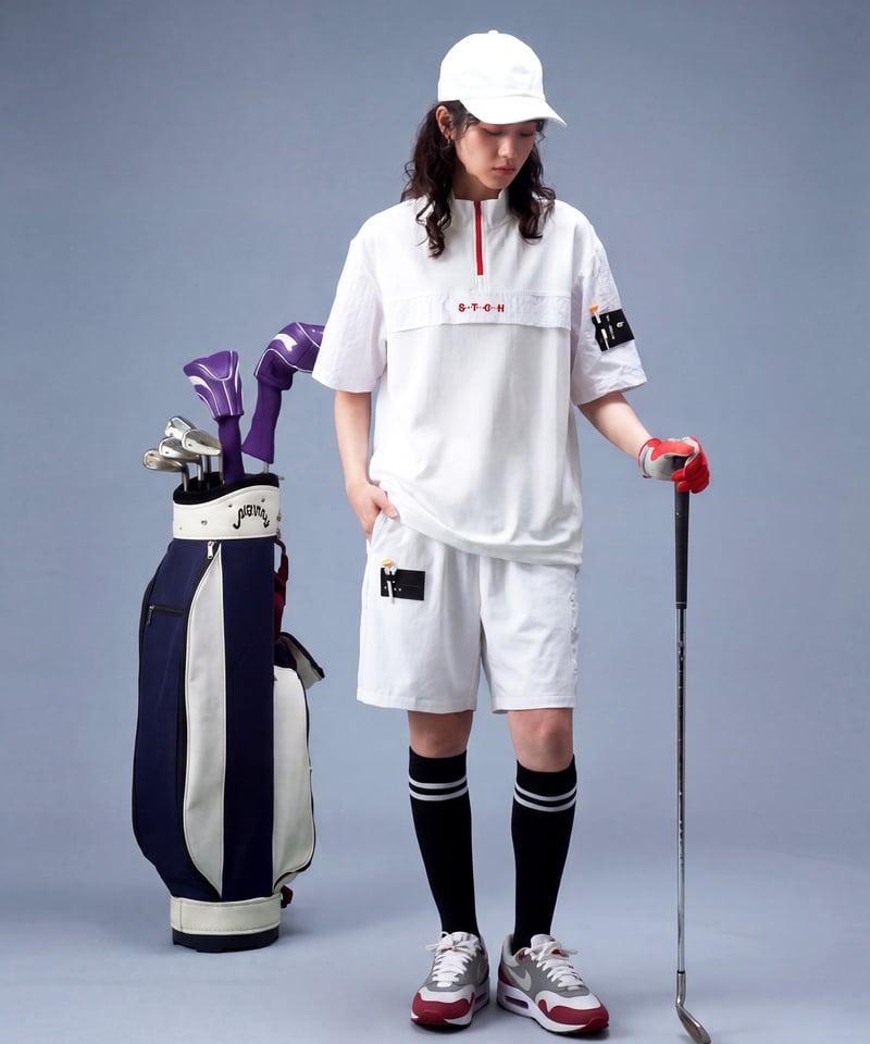 ANTIQUA GOLF×STCH】Half-Zip pullover-White | 【公