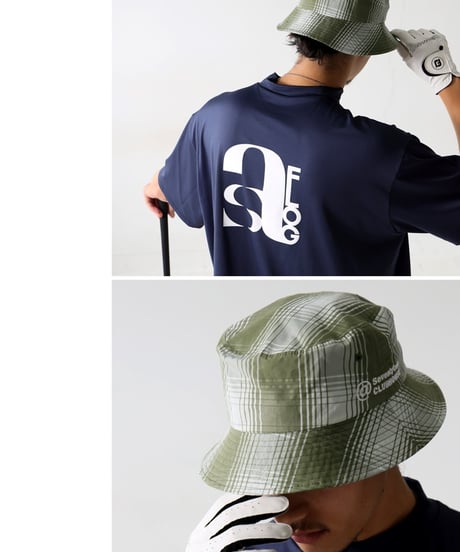 【ANTIQUAGOLF×STCH】UNISEX(ユニセックス) check bucket hat-khaki