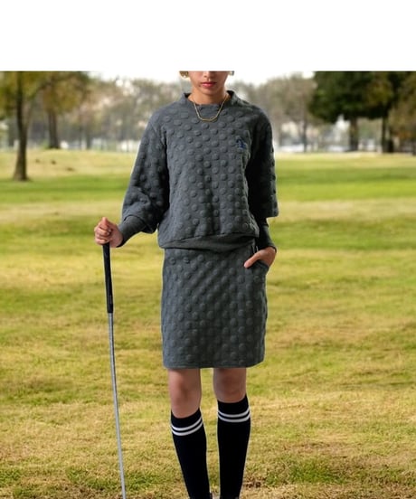 【ANTIQUAGOLF×STCH】dot layered tops-black