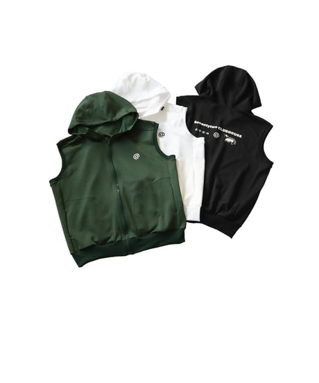 【ANTIQUAGOLF×STCH】UNISEX（ユニセックス）hoody logo vest-black
