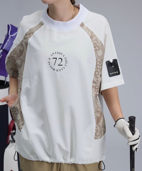 【ANTIQUAGOLF×STCH】UNISEX(ユニセックス)paisley×logo tops-white