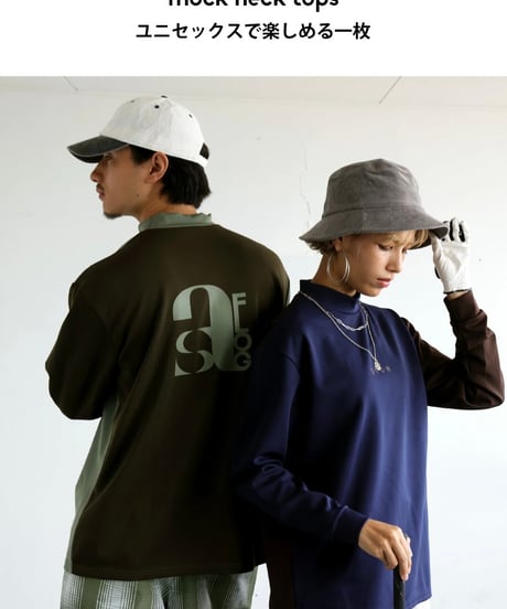 【ANTIQUAGOLF×STCH】UNISEX（ユニセックス）mock neck back logo Tshirt-white×lightgray