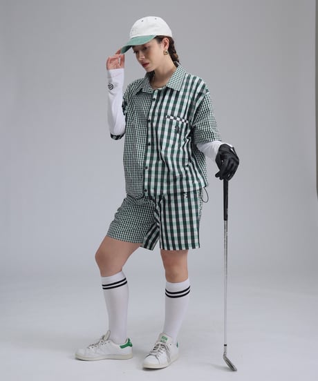 【ANTIQUAGOLF×STCH】UNISEX(ユニセックス)check half pants-green
